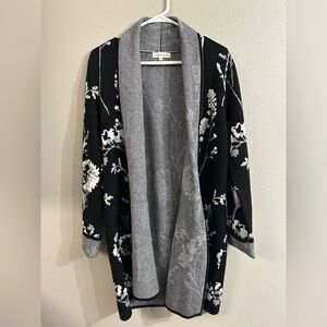 Margaux & Lexi Black and Gray Floral Cardigan